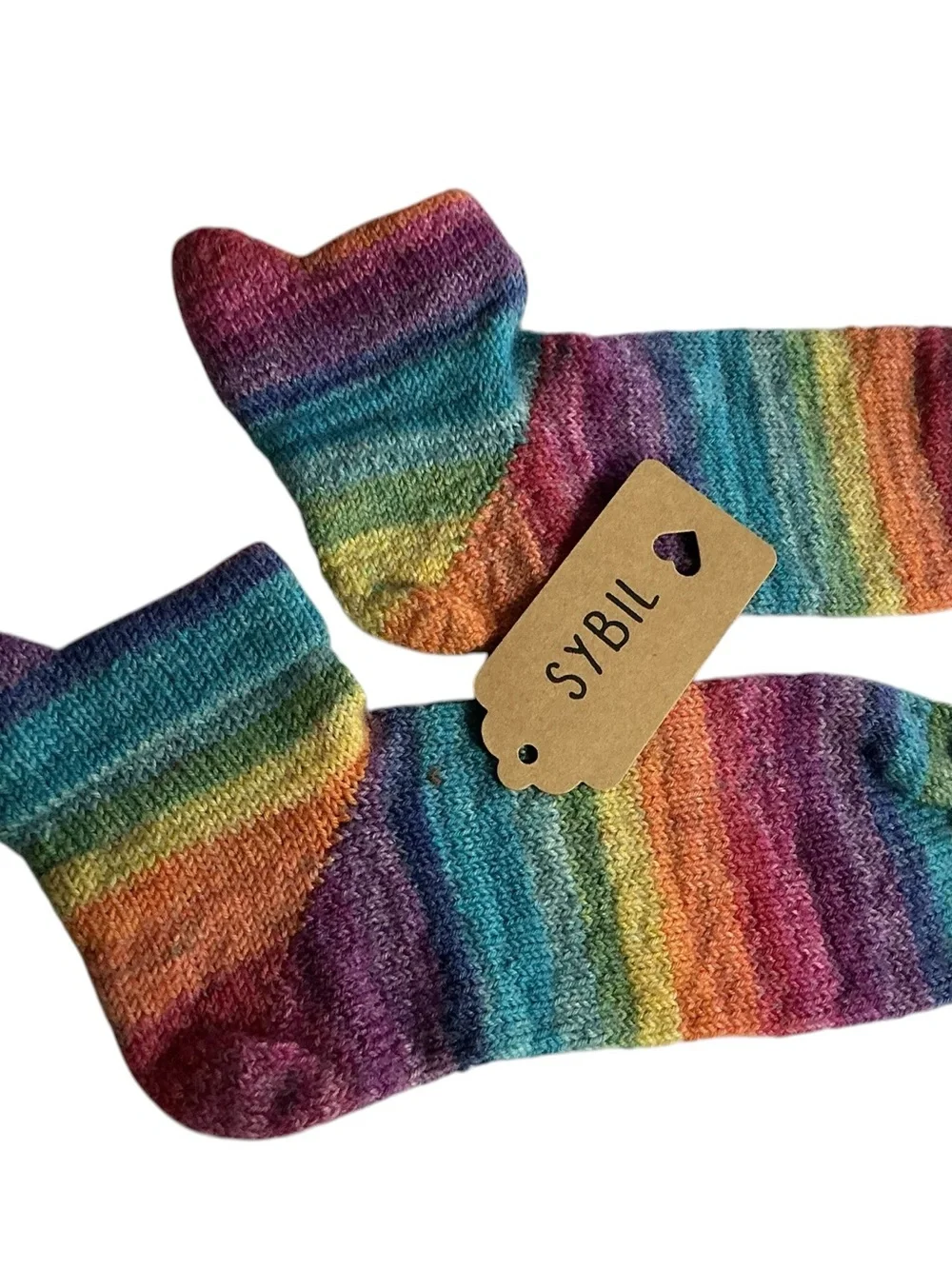 Sybil Quirky Birki Handcrafted Rainbow ankle socks wool blend size 7-8.5 NWT